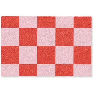 MuchoWow Fussmatte Schachbrettmuster - Rot - Rosa - Würfel Türmatte 60x40 cm , Kunststoff , Rechteckig , 60x0.4 cm , rutschfeste Unterfläche , Teppiche und Böden, Schmutzfangmatten, Fußmatten