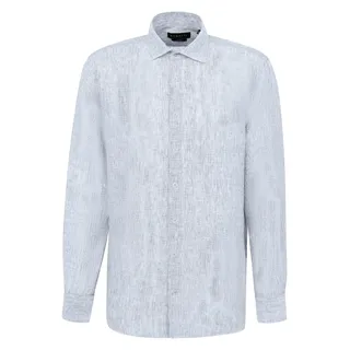 bugatti Langarmhemd, aus Leinen, blau