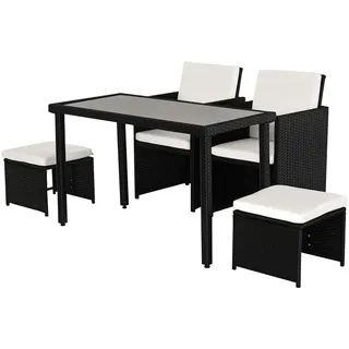 Outsunny Polyrattan Set 5-tlg. Schwarz/Creme