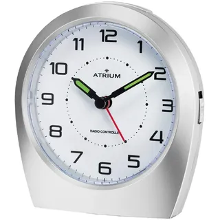 Atrium Funkwecker Analog Quarz ohne Ticken klassisches Design matt Silber A620-19