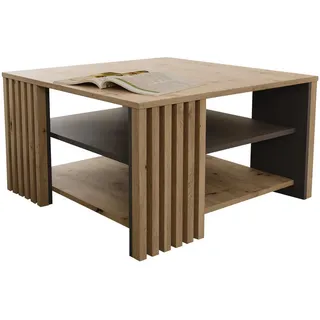 Carryhome Couchtisch , Grau, Eiche Artisan , Holzwerkstoff , quadratisch , eckig , 45x80x80 cm , Wohnzimmer, Wohnzimmertische, Couchtische, Couchtische eckig