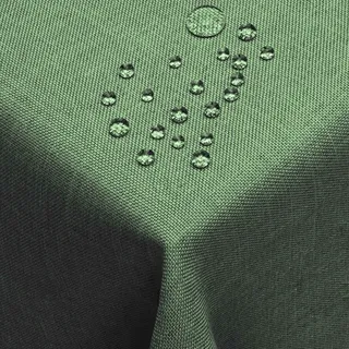 DecoHomeTextil Leinen Optik Tischdecke, Rechteckig 130 x 340 cm Dunkelgrün, wasserabweisend, fleckenabweisend, abwaschbar, Lotuseffekt, bügelfrei