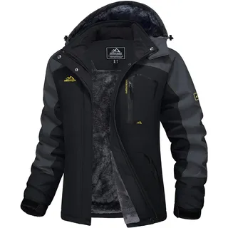 MAGCOMSEN Softshelljacke für Damen Skijacke Snowboardjacke Thermo Winterjacke mit Reißverschlusstaschen Schwarz Grau S