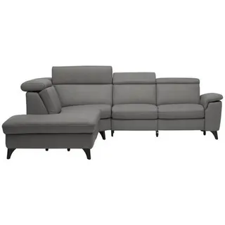 Cantus Ecksofa , Dunkelgrau , Leder , Echtleder , Color-Finish-Leder , Uni , Ottomane links, L-Form , 289x239 cm , Typenauswahl, Bettkasten erhältlich, Fußauswahl, Lederauswahl, Stoffauswahl, seitenverkehrt erhältlich, Hocker erhältlich, Rückenfutter , Wohnzimmer, Sofas & Couches, Wohnlandschaften, Ecksofas