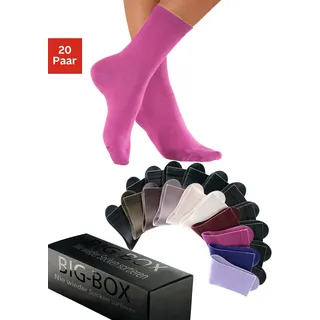 Go in Basicsocken Box, 20 Paar tlg. in der großen Big-Box, 2x braun, 2x beige, 2x lila, 1x beere, 1x ruby, 1x khaki, 11x schwarz