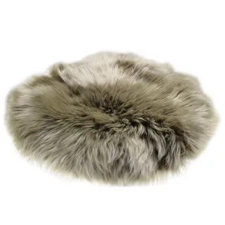 Förster-Fellnest Echt Lammfell Sitzkissen, Stuhlauflage, Sitzauflage - Warmer braun beige Ton - rund, ungeschoren