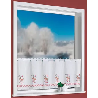 Weckbrodt Scheibengardine »Weihnachtselche« Stangendurchzug 1 Stk. tlg. Bistro, Batic, echte Stickerei, Weihnachten, Gardine, Store, weiß