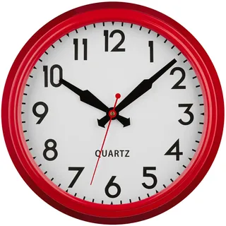 Premier Housewares Wanduhr Wanduhr für Wohnzimmer Küche Metall Rot