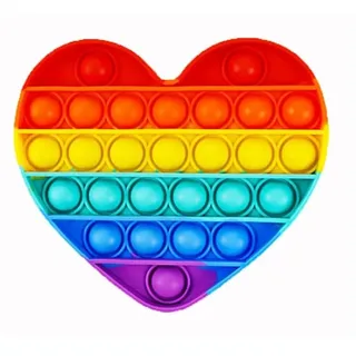 Regenbogen-Herz Pop It – Anti-Stress Silikon-Spielzeug, Blasen-Druck-Spiel für Kinder & Erwachsene, Denkspiel zur Konzentrationsförderung