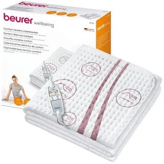 Beurer UB 90 Komfort Wärme-Unterbett, anschmiegsame Wärmebettunterlage mit zwei Temperaturzonen und je 9 Temperaturstufen, mit Rückschaltautomatik und Eco-Control,150 x 80 cm,maschinenwaschbar,75 Watt