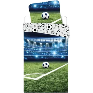 Bettwäsche Fußball Stadion 135 x 200 cm, 100 % Baumwolle