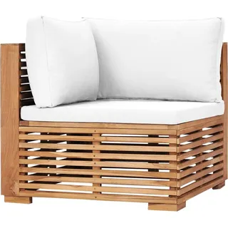 vidaXL Garten-Ecksofa mit Cremeweißer Auflage Massivholz Teak - Creme