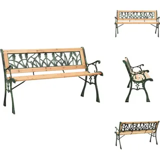 vidaXL Gartenbank 122 cm Gusseisen und Massivholz Tanne - Gartenbänke - Braun