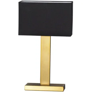 Tischlampe Metall Stoff 47 cm in Messing Antik Schwarz E27 eckig Tischleuchte