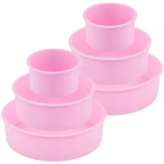 KEILEOHO 6 Stück Kuchenform Silikon Rund, 10cm, 15cm, 20cm, Silikonbackform Rund, Rosa Silikone Backform Tortenformen Silikonform Cake Mould für Kuchen