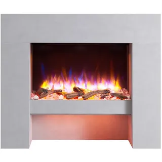Elektrokamin , Grau , Metall, Holzwerkstoff , 100x25x84 cm , Fernbedienung, Flammeneffekt separat schaltbar, Überhitzungsschutz, Thermostat, Dimmer , Elektrogeräte, Heizgeräte, Elektrokamine
