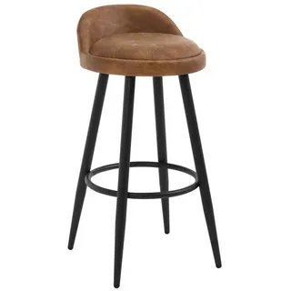 Woltu Barhocker 1x Barstuhl Hocker Tresenhocker Bistrohocker Designer Hocker mit Lehne und Fußstütze Farbe: braun - Braun