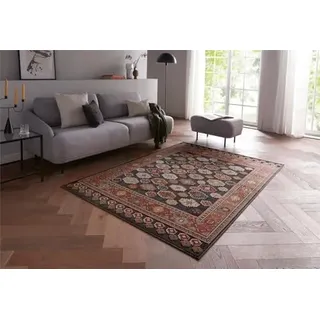 Taracarpet Moderner Luxus Kurzflor Orientteppich Kelim-Style mit 3D Hoch-Tief-Struktur – ideal für Wohnzimmer, Schlafzimmer und Esszimmer blau Anthrazit kelim 240x340 cm