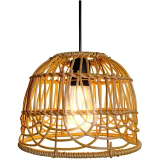 YIKEGE LICHT Vintage Boho Rattan Hängelampe Batterie Lampe mit Akku Hängeleuchte Deckenlampe ohne Strom Stromanschluss Laternen Wetterfest für Schlafzimmer Garten Balkon Keller Weihnachten Party Deko