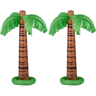 Relaxdays Aufblasbare Palme 2er Set 80 cm grün-braun