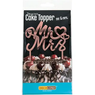 DECOCINO Cake Topper Mr. & Mrs. Tortenstecker in Silber zum Streudekor