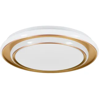 EGLO LED Deckenleuchte Moschetta, runde Deckenlampe mit Fernbedienung, Flur Lampe Decke, Schlafzimmerlampe aus Metall in Gold und Kunststoff in Weiß, warmweiß-kaltweiß, Ø 40 cm