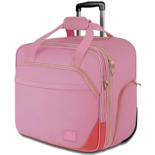 matein Aktenkoffer mit Rollen Damen, Business Laptop Trolley Pilotenkoffer 17 Zonll Laptop Case, Leicht Aktentrolley Laptoptasche mit Rädern HandgepäCk Rollerkoffer für Reisen,Frauen, Rosa