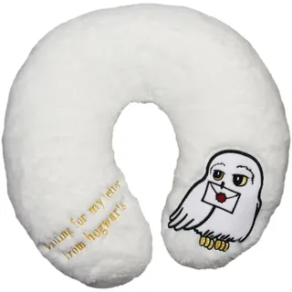 United Labels Harry Potter Hedwig Reise Nackenkissen - bequemes Reisekissen Nackenhörnchen Eule Brief Auto Flugzeug Weiß/Schwarz