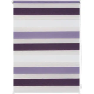 Lichtblick Doppelrollo Blickdicht ohne Bohren Violett - Lila - Weiß 90 cm x 150 cm (B x L)