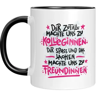 TassenTicker - Der Zufall machte uns zu Kolleginnen - Freundinnen - Geschenk - Kollegin - Geschenkidee - Büro - Arbeit - Arbeitsplatz - Geburtstagsgeschenk (Schwarz)