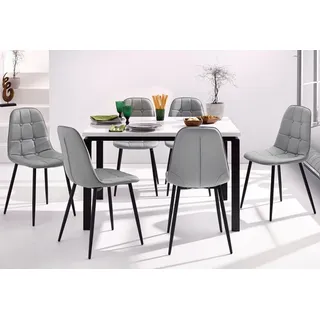 otto home Essgruppe Set, 5 Stk. tlg. Esstisch, Breite 120 cm und 4 Esszimmerstühle, Bezug in Kunstleder, grau