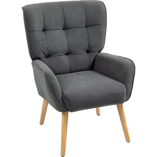Homcom Sessel Wohnzimmer Loungesessel Relaxsessel mit Holzbeine Lesesessel mit Samtoptik, Polstersessel für Schlafzimmer Grau -