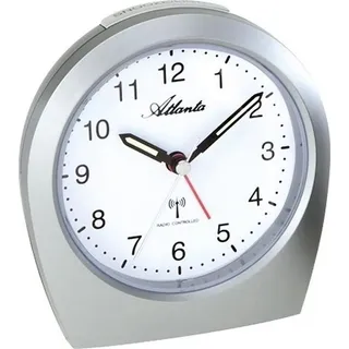 Atlanta 1824/19 Wecker Funkwecker Funk silbern Licht Snooze leise ohne Ticken - Weiß
