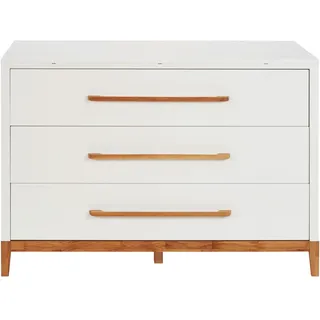 Jimmylee Wickelkommode , Weiß , Holz , Eiche , massiv , 3 Schubladen , 135x92x47 cm , Babymöbel & Kindermöbel, Babyzimmer, Babyzimmer-Serien
