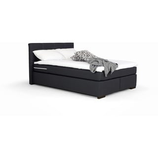 Mivano Beast Boxbett, Komfortables Bett mit Durchgehender Matratze (H3) und Topper, Flachgewebe Jam Schwarz, Liegefläche 140 x 200 cm