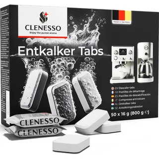 CLENESSO (50 Stück) Entkalkungstabletten für Kaffeevollautomaten – Entkalkertabs kompatibel mit Jura, Siemens, Miele uvm.