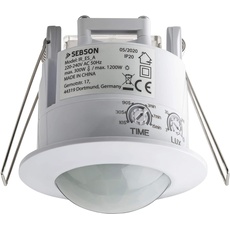 SEBSON® Bewegungsmelder Innen - 4er Set - Unterputz Decken Montage, programmierbar, Infrarot Sensor, Reichweite 6m / 360°, LED geeignet, 3-Draht