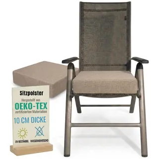 Pillows24 - Ergonomisches Sitzkissen Outdoor - 2x [ 40x40x10 cm ] in Cappuccino - Waschbar Sitzerhöhung mit Reißverschluss für Gartenmöbel Stuhl