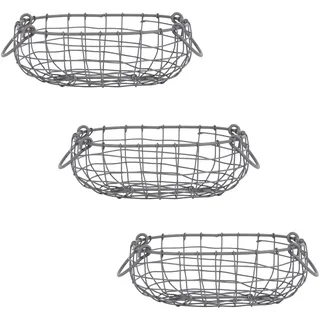 degawo 3er Set Draht Korb -KLEIN- oval L=27,4 cm Griffe Dekoration Garten Eisen