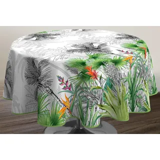 Le linge de Jules ‎Fleur-de-Paradis-Ronde-diamètre-160 Fleckabweisende Rund Tischdecke, Paradiesblüte, 160cm Durchmesser