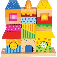 Bild von Bino Steckhaus, Spielzeug für Kinder ab 3 Jahre (Motorikspielzeug mit Unterlage aus Holz, buntes Holzspielzeug, inklusive 26 unterschiedliche Formen, hochwertiges Kinderspielzeug), Mehrfarbig