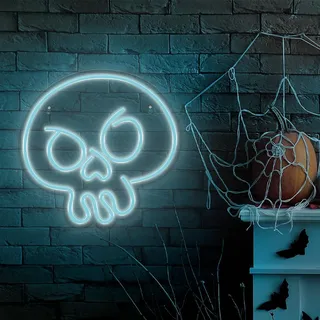 Forever Light Neon PLEXI LED Totenkopf GRAFFITI türkis Nachtlichter FPNE15