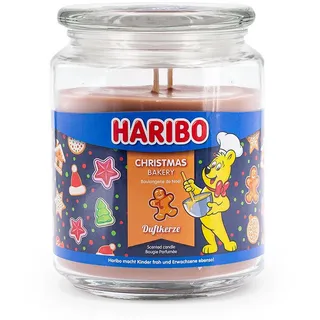 HARIBO Duftkerze im Glas mit Deckel | Christmas Bakery | Duftkerze Weihnachten | Kerzen lange Brenndauer (100h) | Kerzen Braun | Duftkerze Groß (510g)