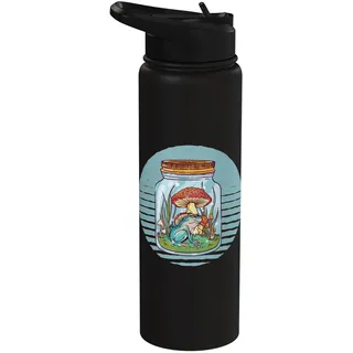 Frosch im Einmachglas. Lustiger Frosch mit Pilz Stainless Steel Insulated Water Bottle