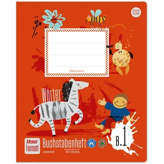 Ursus Formati Buchstabenheft B.1 Quart 14 Blatt liniert, vorgedruckten Buchstaben in Druckschrift und Zeichenfeld, aus 100% Recyclingpapier