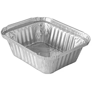 NORD-PACK 100 St. Aluschale mit Deckel | 450ml. | Grillschale | Alubehälter | Aluminiumschale | Tropfschale | Alu Menüschale | R28L (450B)
