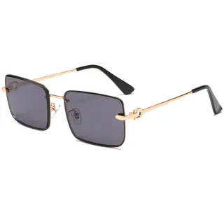 Long Keeper Rechteckige Sonnenbrille Damen Vintage Randlos Retro Brille mit UV Schutz Sonnenbrille Eckig Ohne Rahmen für Damen Herren