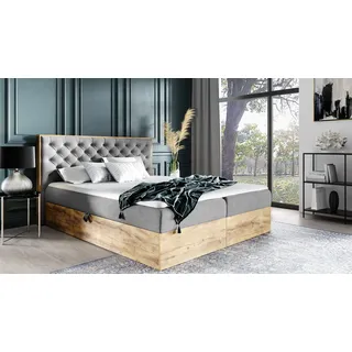 Boxspringbett Schlafzimmerbett DIONA 180x220cm Stoff Grau inkl. Bettkasten - Grau