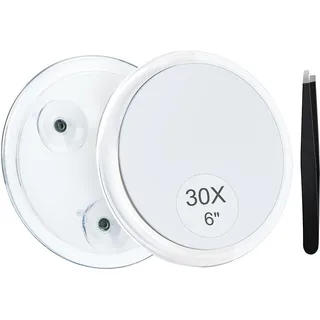 MIYADIVA Vergrößerungsspiegel, 30X Vergrößerungsspiegel Saugnapf für Vergrößerungs-Makeup-Spiegel, 30X Reise Spiegel Stick auf Duschspiegel für Zupfen Augenbrauen 6 Zoll