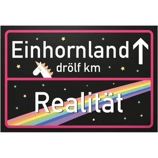 DankeDir! Einhorn Schild - Einhornland schwarzes Ortsschild Ortstafel Süße Wand-Deko Türschild Mädchen Wohnung Geschenkidee Geburtstagsgeschenk - beste Freundin